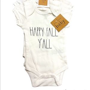 New Rae Dunn “Happy Fall Y’all, Pumpkin Spice Baby, Morning Pumpkin Baby Onesies